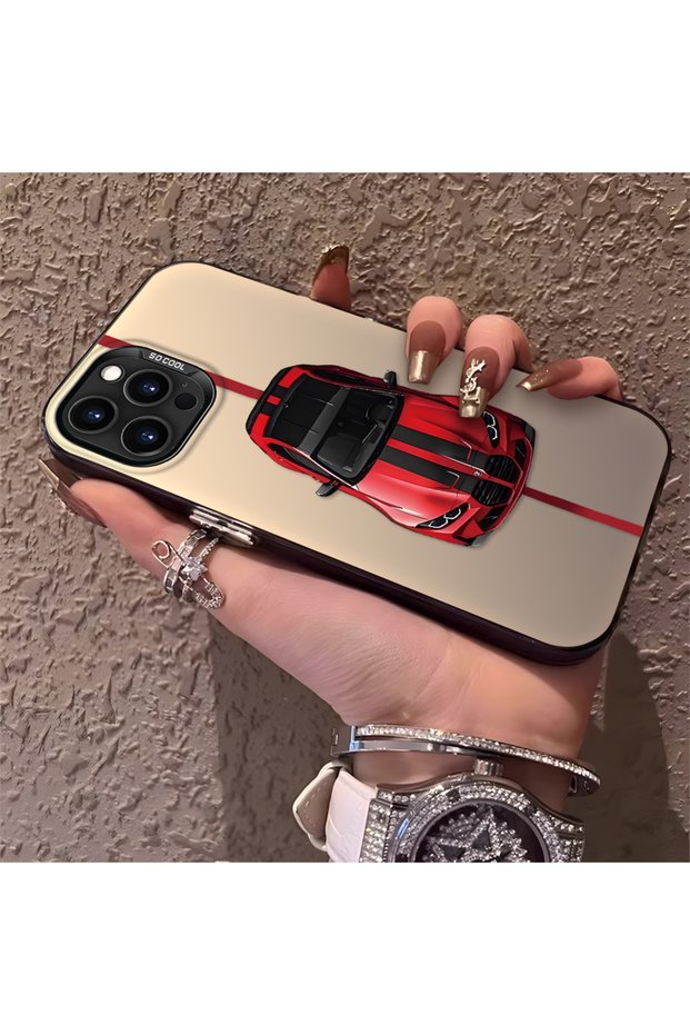 iPhone 14 Pro Compatible Silicone Edge Hard Back Anti-Fall Phone Case Bmw Patterned
