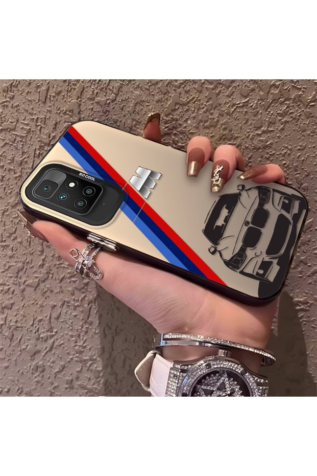 Redmi 10 2022 Compatible Silicone Bmw Patterned Edge Hard Back Anti-Fall Phone Case