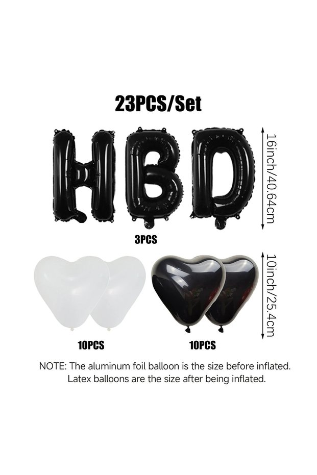 23pcs MULTI 23pcs/set Birthday Balloon Set 16 Inch Letter HBD Aluminum Film Balloons Suitable for Ha