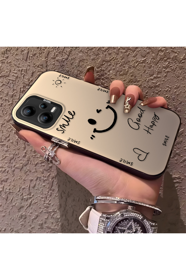 حافظة هاتف Poco X5 5G متوافقة مع الحواف السيليكونية الصلبة والمضادة للسقوط بنمط ابتسامة