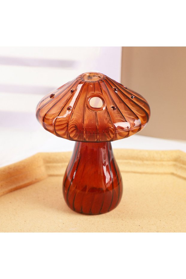 G2358A Nordic Style Colorful Mushroom Vase - Glass Material, ponic Flower Arrangement, Indoor Deskto