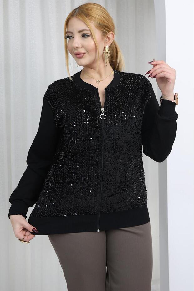 Plus Size Sequin Embroidered Jacket - 4