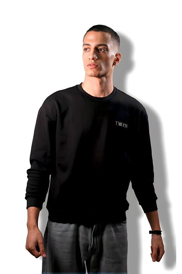 BLACK SWEATSHIRT WITH LOGO ON THE LEFT SIDE