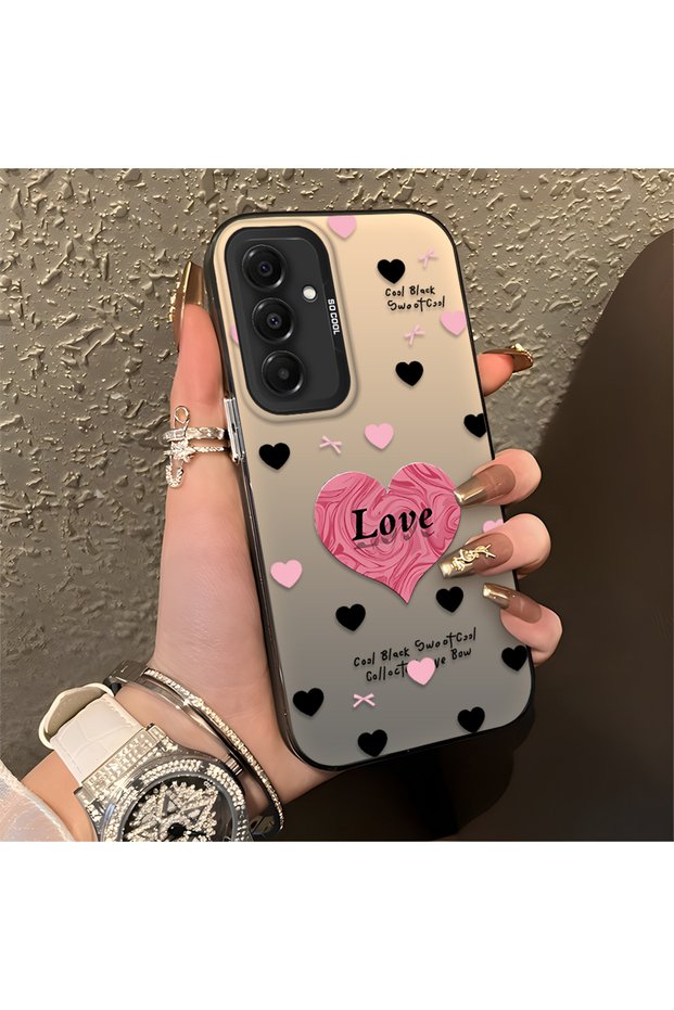 Samsung Galaxy A56 Compatible Silicone Edge Hard Back Anti-Fall Phone Case Heart Patterned