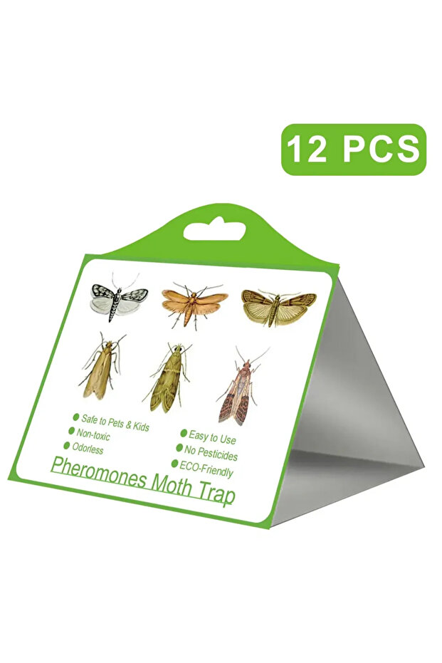 WHITE-12pcs 1/2/3/6/12PCS Pantry Kitchen Flies Food Indian Meal Moths Catcher Attractant Sticky Glue