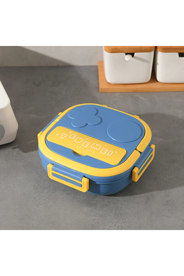 Blue 1pc - Bento Box, Lunch Box, Lunch Box With Spoon, High Capacity Food Containers For Teenagers A