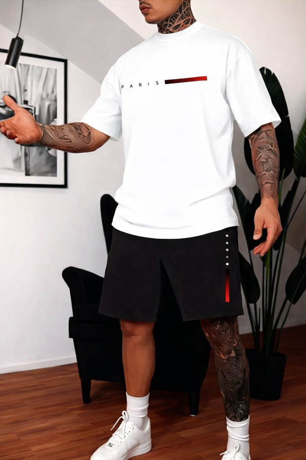 T-Shirt Shorts Thin Paris Printed Women's / Men's
