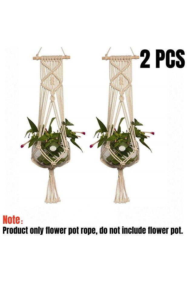 2PCS 1/2Pcs Handmade Macrame Plant Hanging Rope Flower Pot Planter Hanger Wall Decor Courtyard Garde