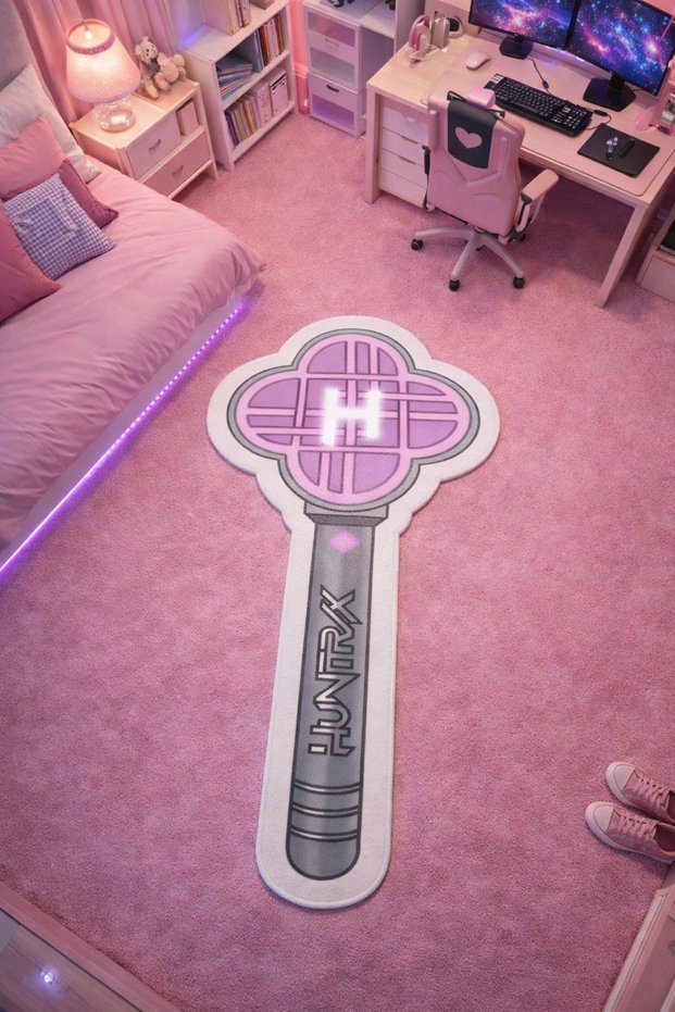 Non-Slip Base K-Pop Demon Hunters Themed Machine Washable Teen Room Carpet 100X300