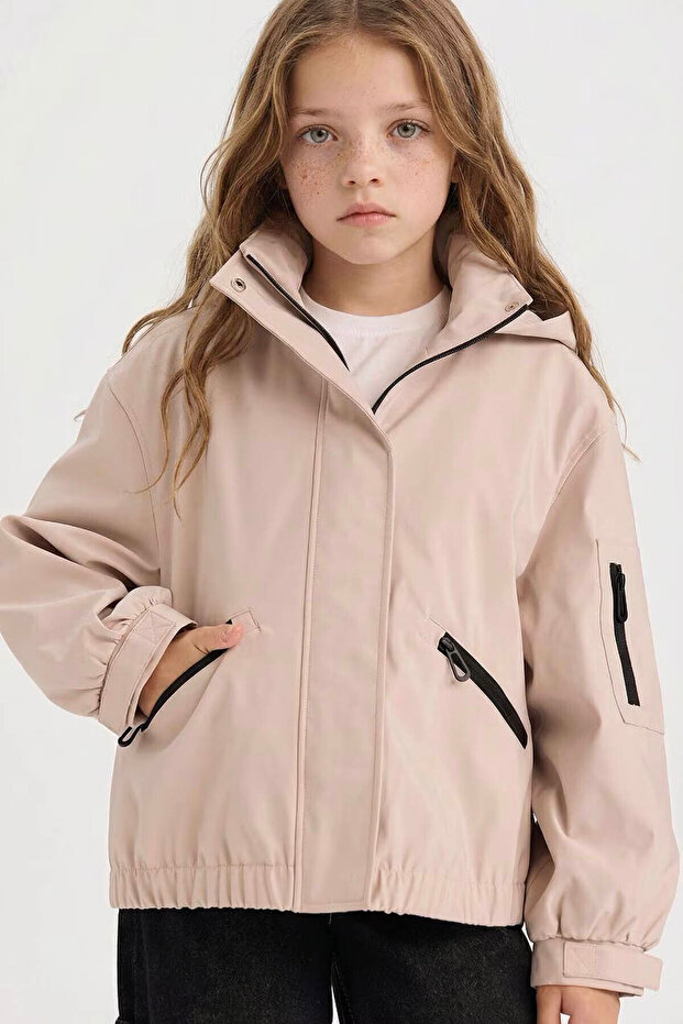 Water Repellent Hooded Raincoat for Girls F8971A826Sp