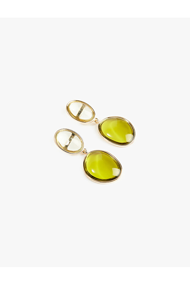 Multi-Colored Stone Dangle Oval Earrings - 3