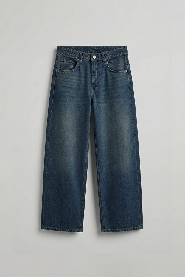 Men's Super Baggy Fit Jean Trousers Dark Blue