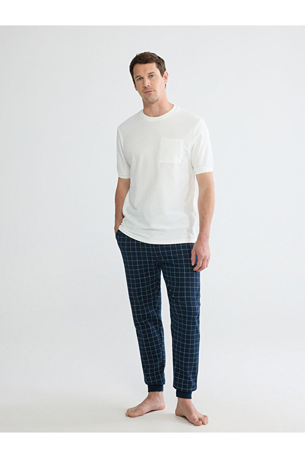 Standard Pattern Plaid Patterned Men's Pajama Bottoms