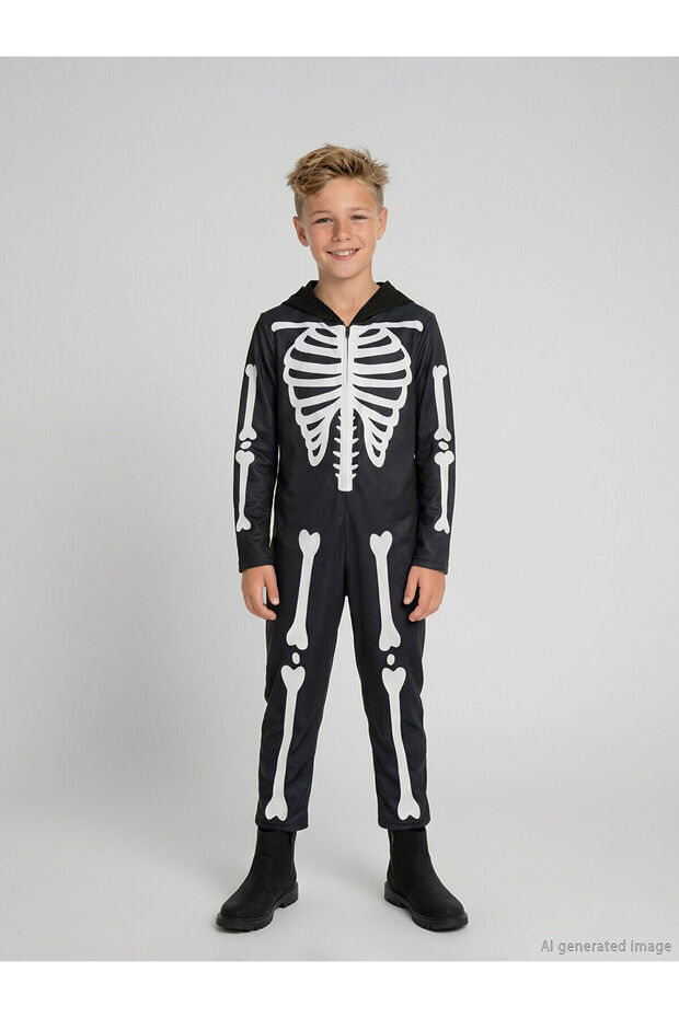 Lcw Accessories Black Skeleton Printed Boy's Costume