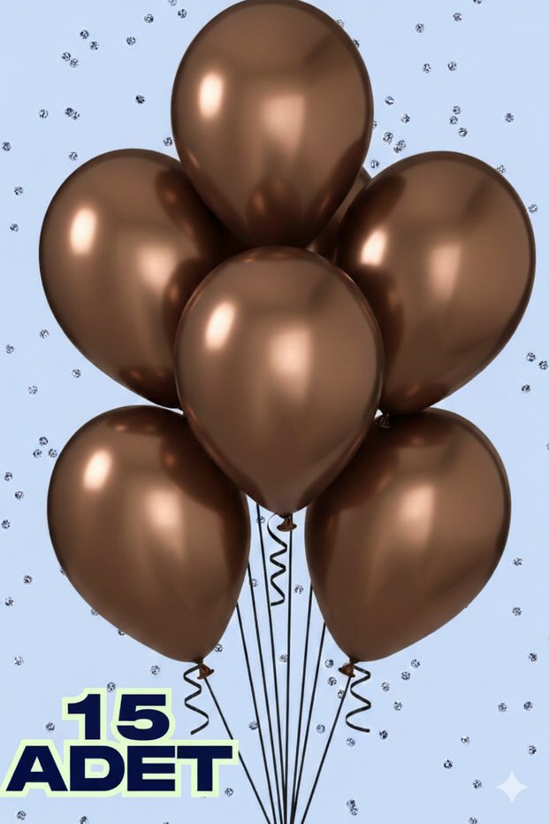 15 Pieces Metallic Brown Shiny Balloons Birthday Celebration Ornament and Material