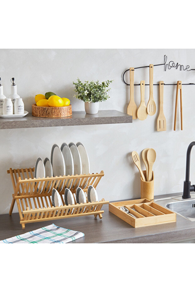 رف أطباق الخيزران - 6