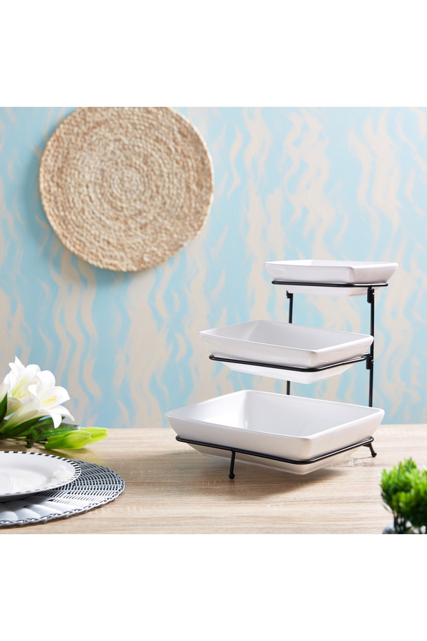 Nova 3-Tier Rectangular Serving Set - 4
