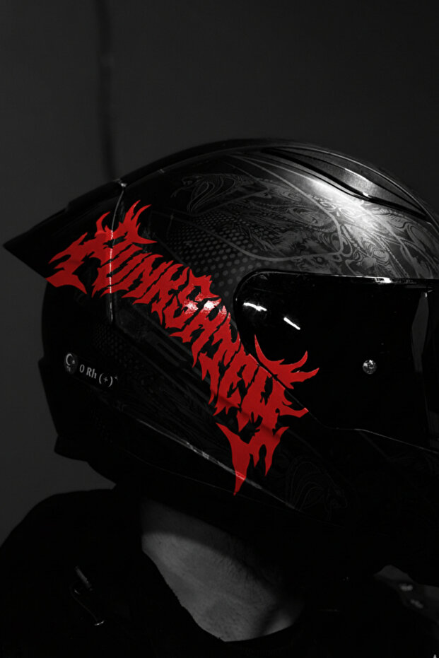 Punk Sticker Label with Tribal Font for Motorcycle and Helmet (1 Piece)
