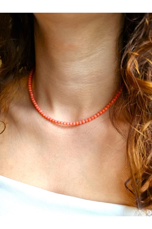 Pink Coral Natural Stone Necklace | Elegant & Minimalist
