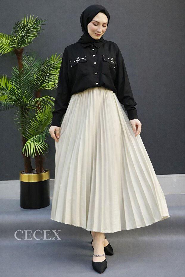 SATEN PİLELİ ETEK - 2