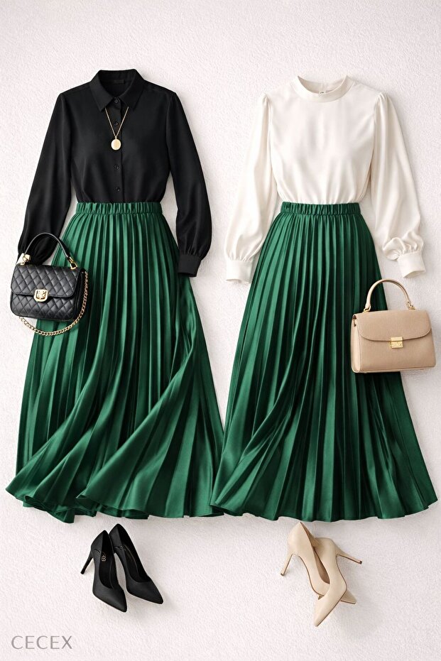 SATEN PİLELİ ETEK - 5