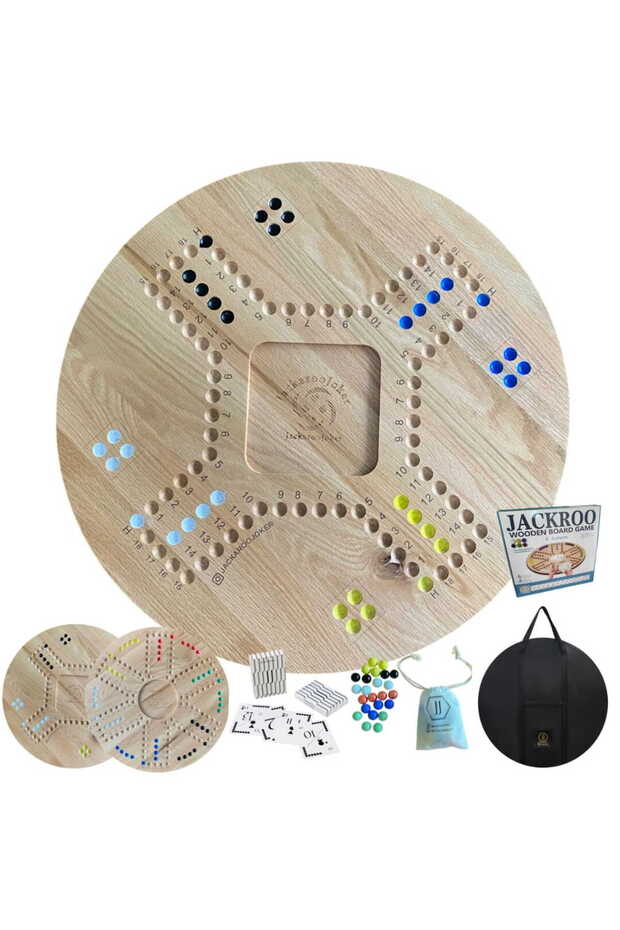SOLID OAK Wood Double sided for 4/6 players with bag 54 cm (Jacaro Premium Colored Oak Wood)