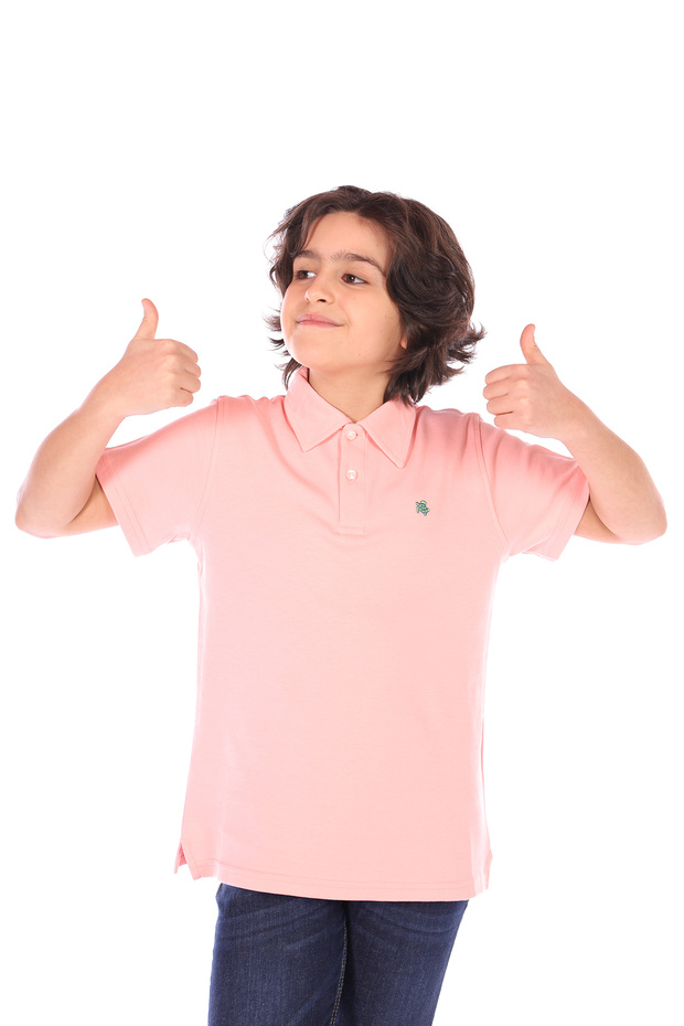 Boys' Polo Neck Buttoned Short Sleeve T-Shirt