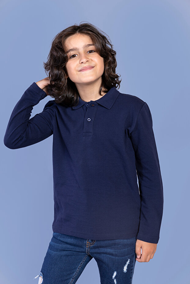 Unisex Children's Polo Neck Buttoned Short Sleeve T-Shirt
