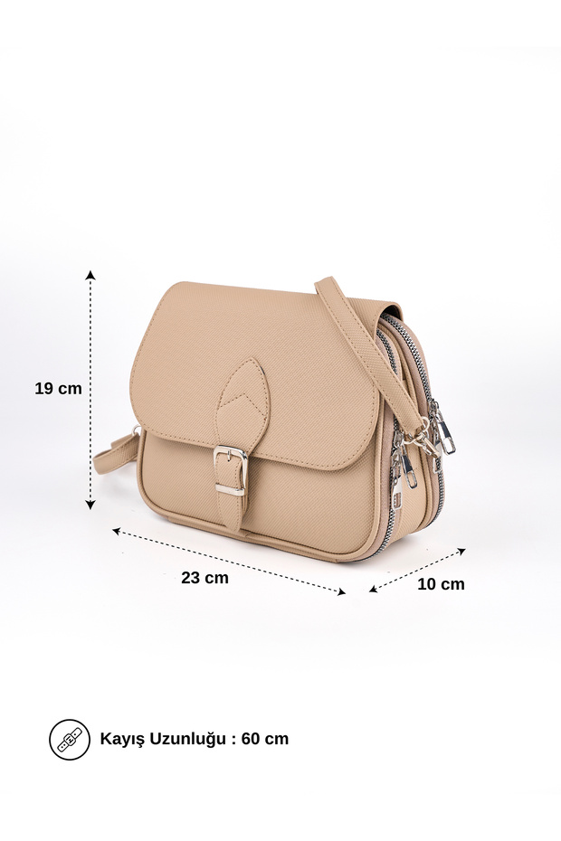 Women's Crossbody Bag with Flap and Zipper, Multi-Compartment Shoulder Bag
