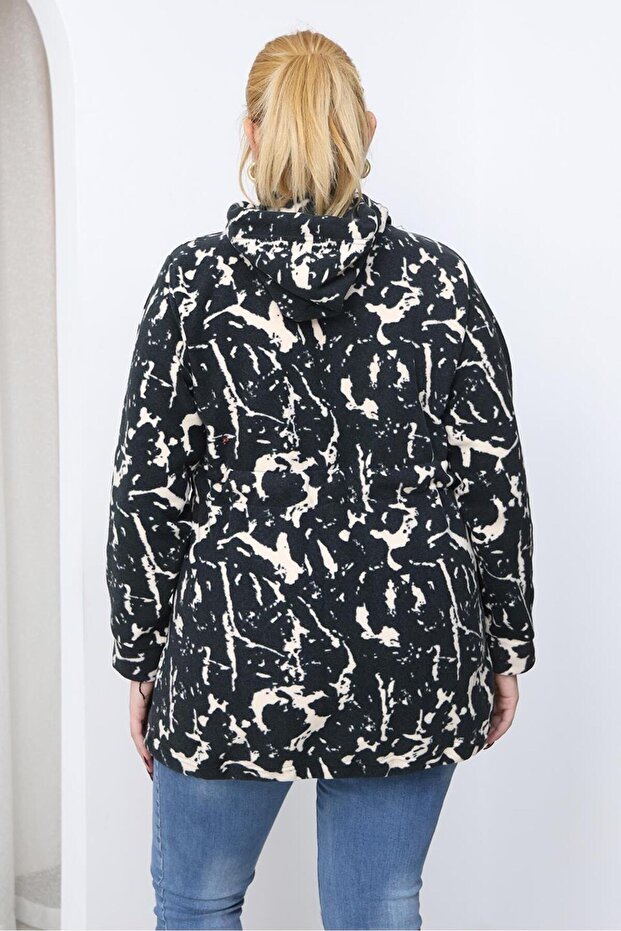 Plus Size Patterned Fleece Jacket - 6