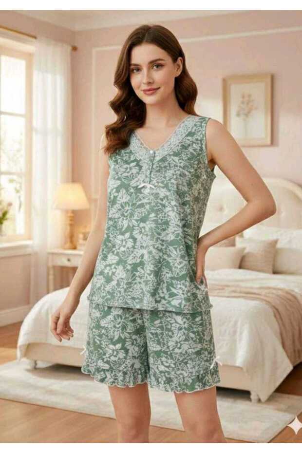 ASKILI DANTELLİ BAMBU ŞORT TAKIM 666 - 1