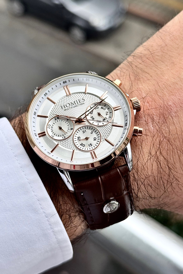 Men's Wristwatch Original with 2 Years Warranty Leather Strap Special Box and Bracelet Gift.Hm25123S01-4