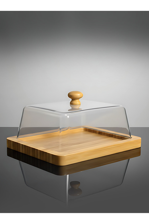Wooden Cake Stand with Lid 20x12x2cm, Serving Platter, Dessert Tray,BB4208