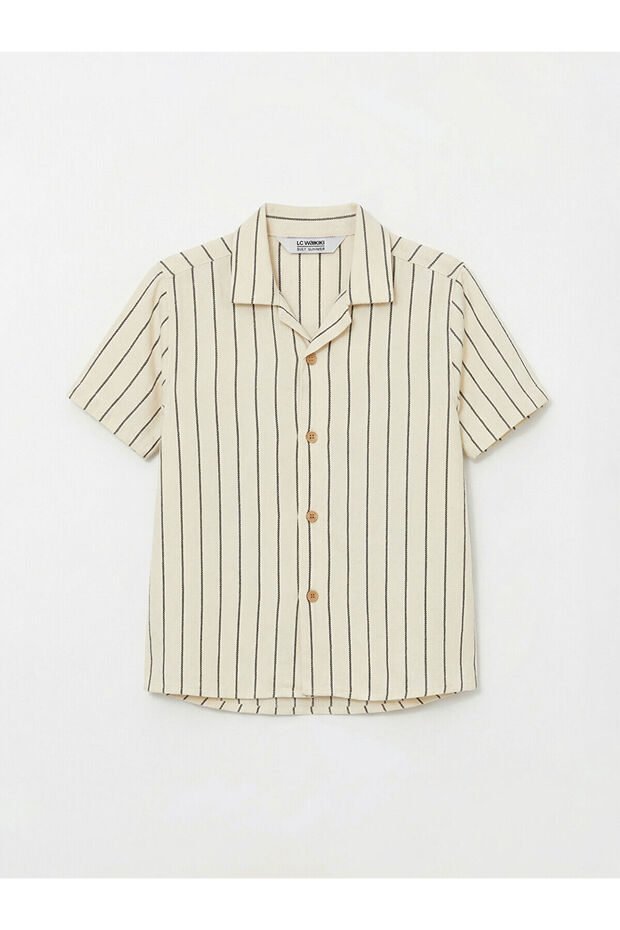Giyçık Store Beige Striped Boy's Shirt