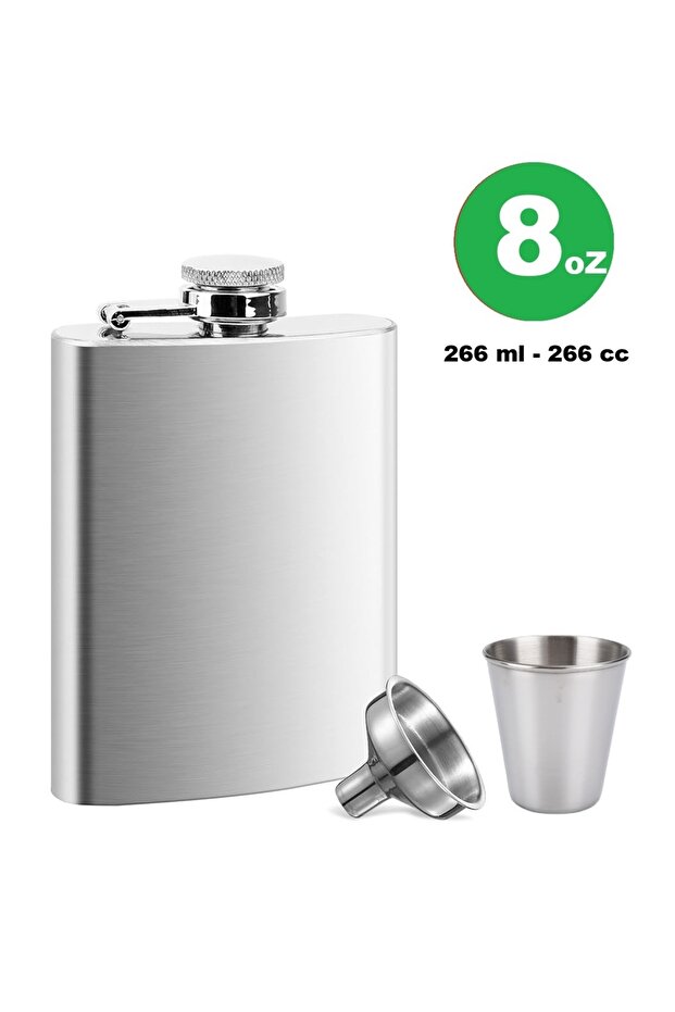 Outdoor Camping Stainless Steel Pocket Flask 1 Pcs Cup and Funnel Set