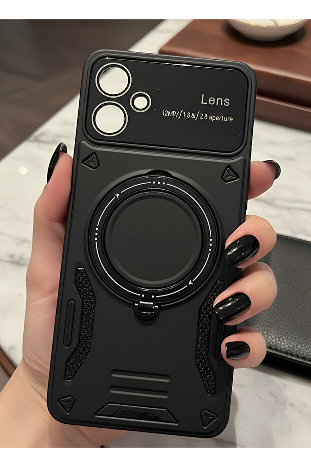 حافظة حماية ثلاثية الأبعاد لعدسة الكاميرا مع حلقة وحامل، متوافقة مع هاتف Galaxy A06 - 1