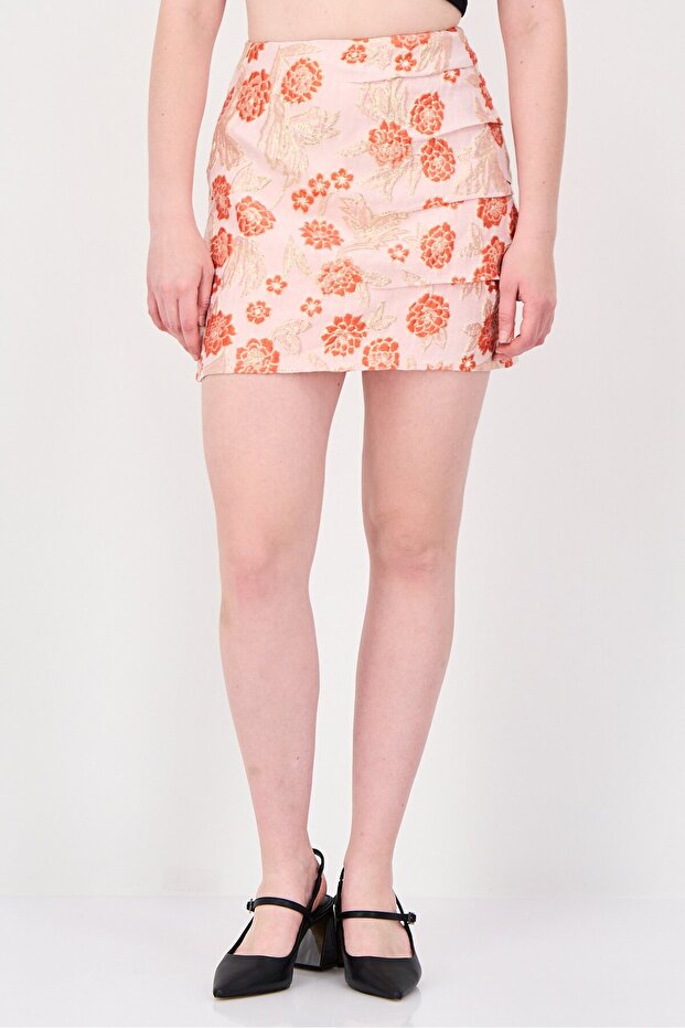 Women Floral Print Mini Skirt, Multicolor