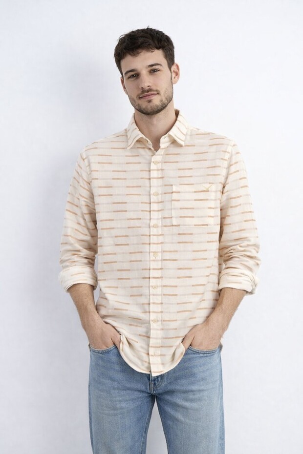 Men's Long Sleeve Shirt 24030 Beige