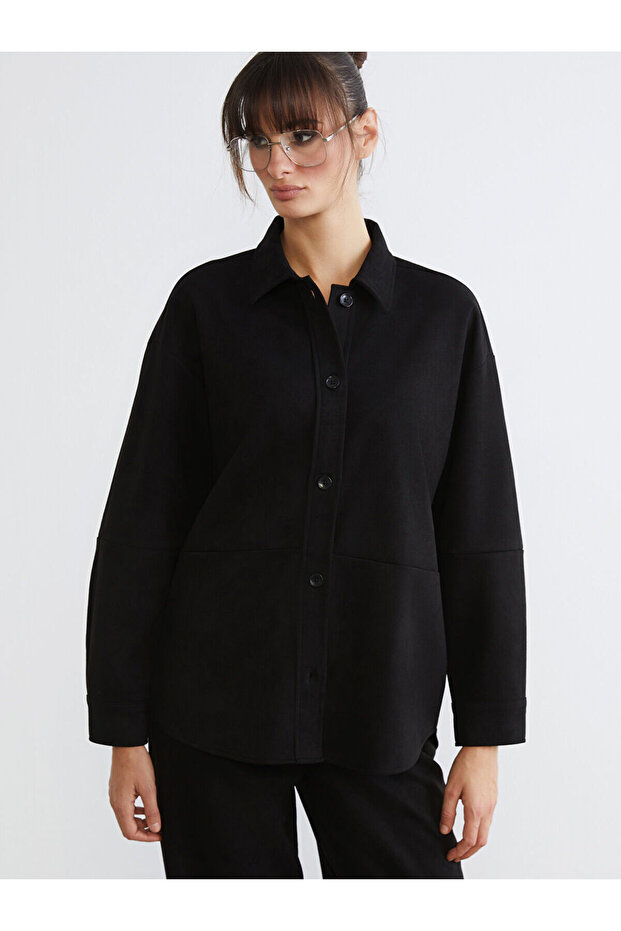 Nevavm Oversize Women's Suede Look Shirt with a Difference