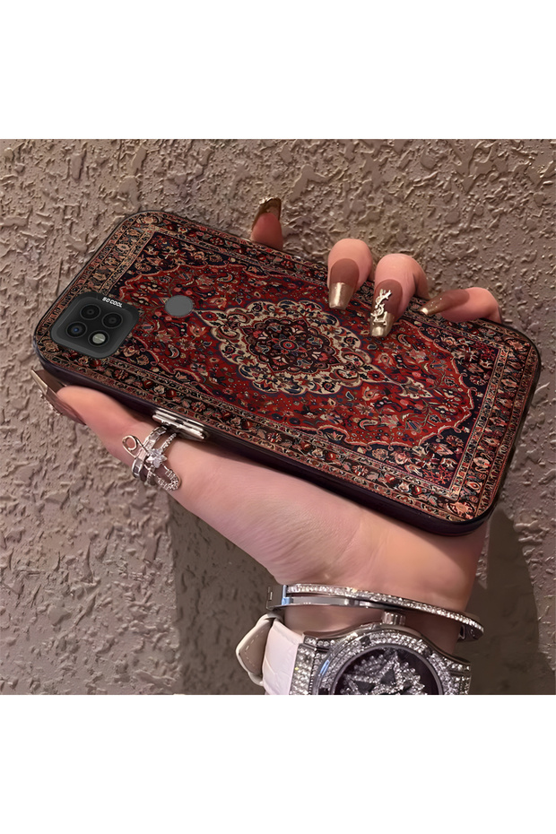 Poco C31 Compatible Rug Patterned Silicone Edge Hard Back Anti-Fall Phone Case