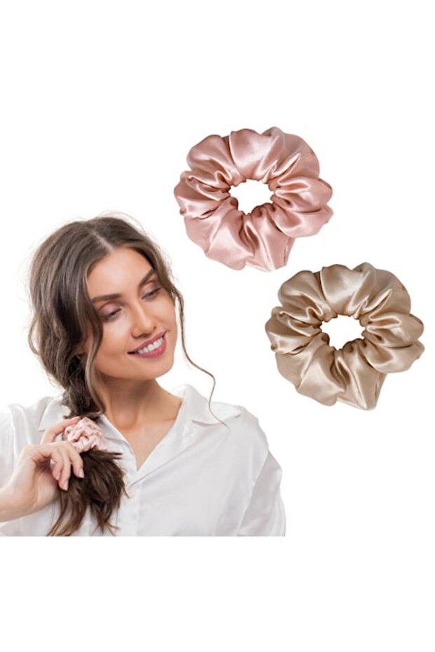 Set de 2 elastice de păr, CurLia, mătase, multicolor - 1