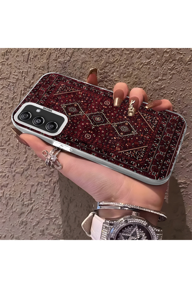 Samsung Galaxy A24 Compatible Silicone Edge Hard Back Anti-Fall Phone Case with Kilim Pattern