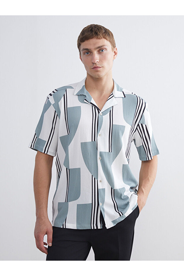 Regular Fit Short Sleeve Patterned Men's Shirt