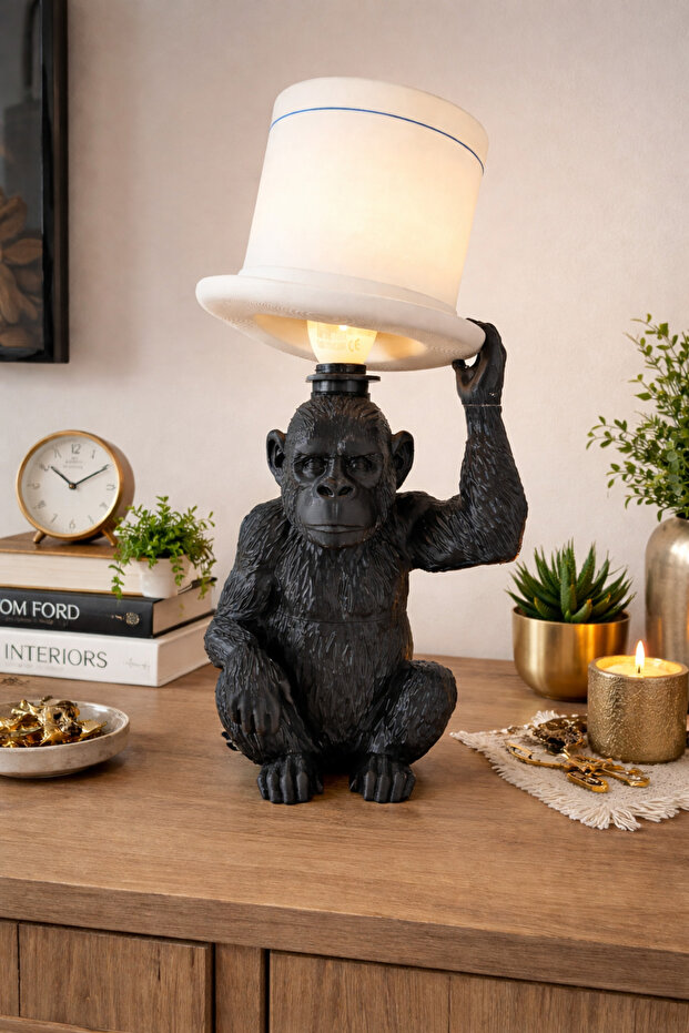 Şapkalı Monkey Masa Lambası - 1