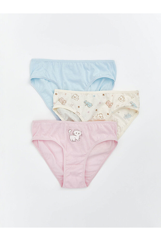 Ecru Printed Girls' Panties 3-Pack (S6)