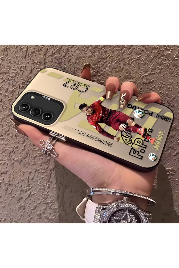 Samsung Galaxy S21 Fe 5g Compatible Silicone Edge Hard Back Anti-Fall Phone Case Cr7 Patterned