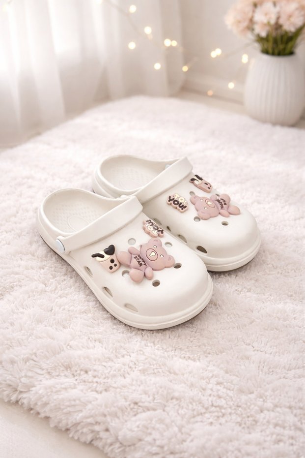 Boy's Cross Closed-Front 6-Decorated Garden Pool Daily Sandals Slippers