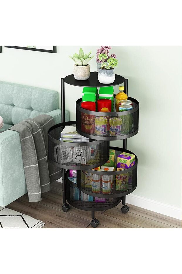 رف تخزين مطبخ دائري دوار متعدد الطبقات - 3