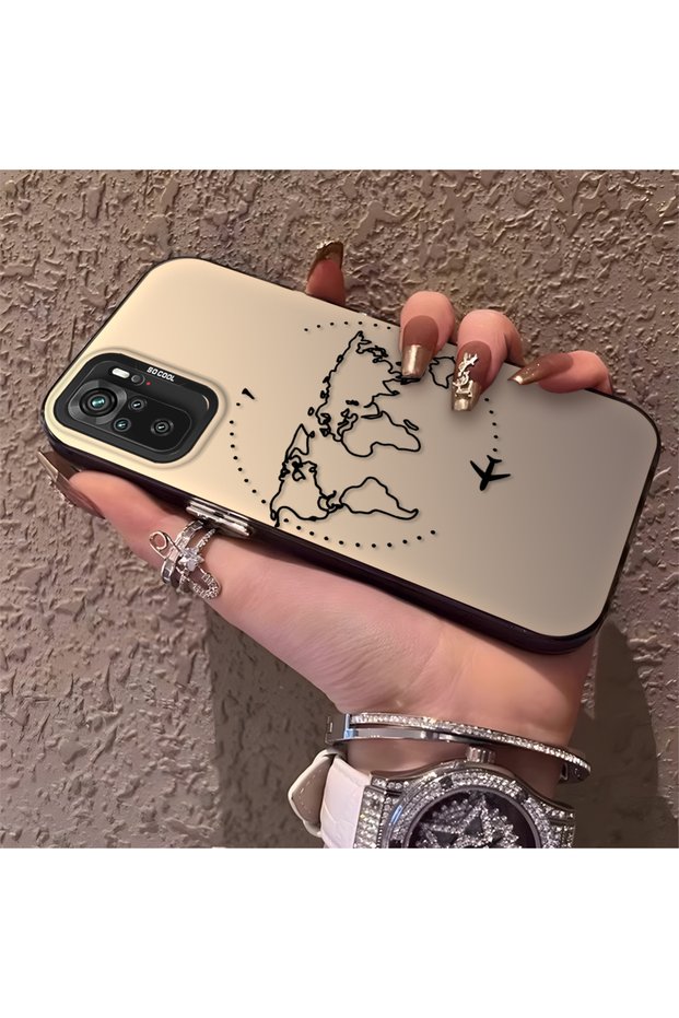 Poco M5S Compatible Silicone Edge Hard Back Anti-Fall Phone Case Airplane Pattern
