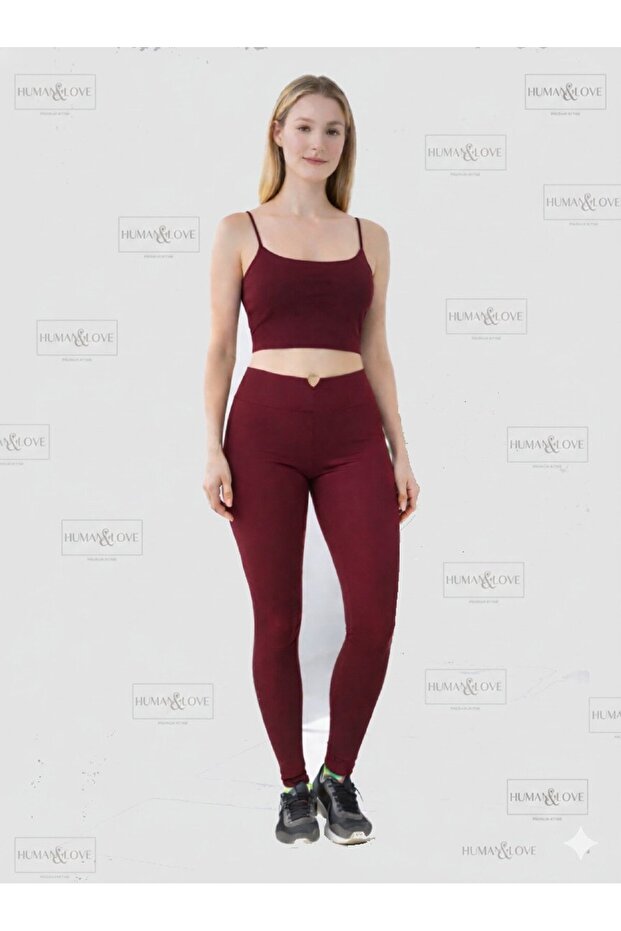Heart-Detail Leggings and Crop Top